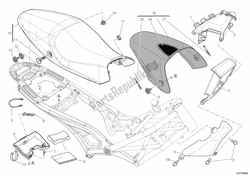 Tutte le parti per il Posto A Sedere del Ducati Monster 796 ABS USA 2012